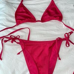 coral/pinkish bikini